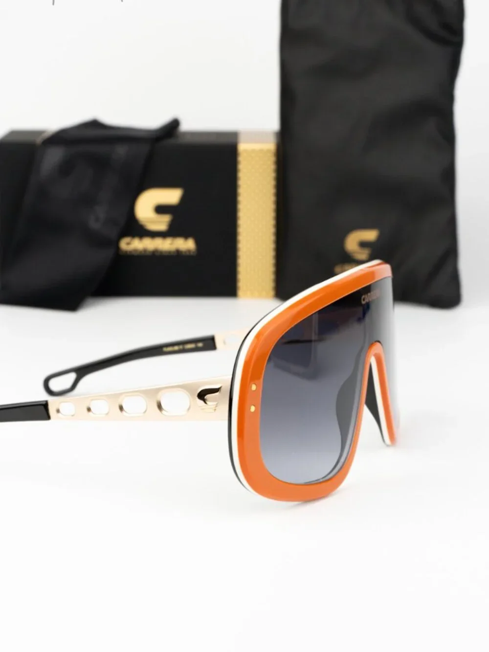 Carrera Men Sunglasses Orange Grey Shield FLAGLAB 17 0C3E 9O NEW AUTHENTIC